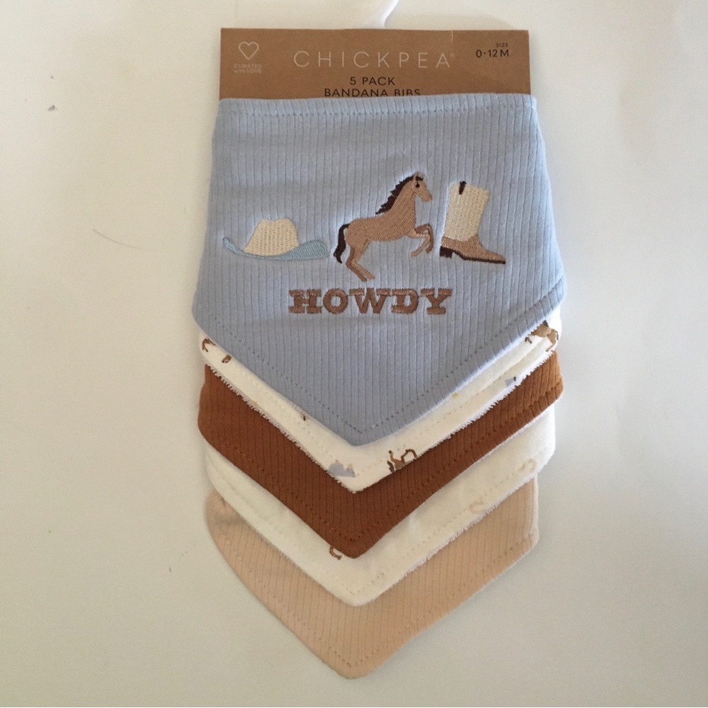 NEW Bandana Bibs for Baby 0-12M “Howdy” Western Cowboy Theme | ChickPea
